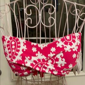 Anne Cole Pink and White Bandeau Swim Top
